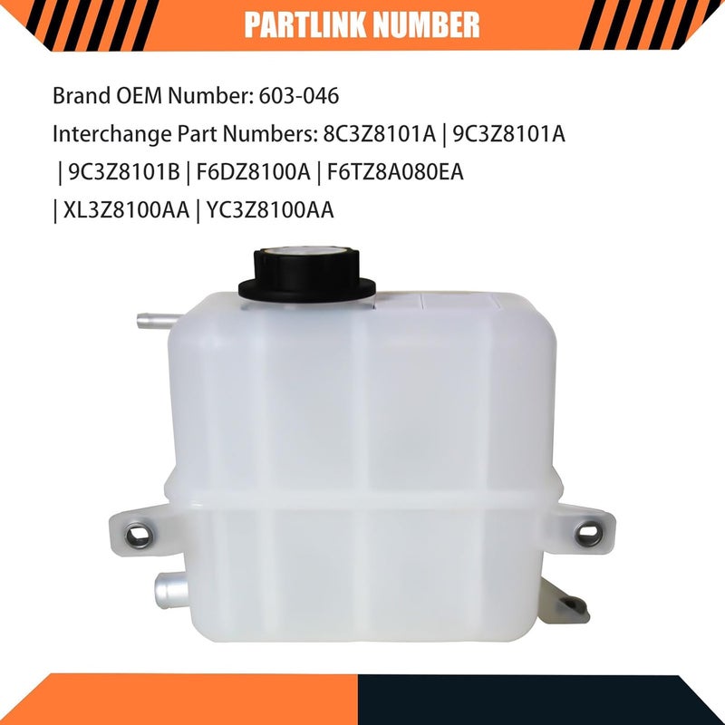 LOSTAR Engine Coolant Overflow Recovery Reservoir Tank with Cap Fit for 1995-1997 Ford F-250 F-350 F-Super Duty Replaces 603-046, F6TZ8A080EA - Image 3